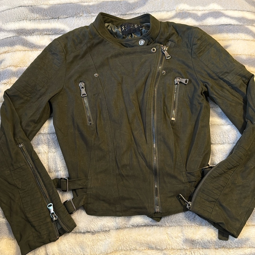 Suede-Like Olive Green Jacket